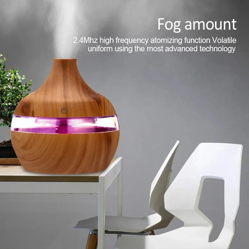 Wood‑Style Ultrasonic Aroma Diffuser & Humidifier