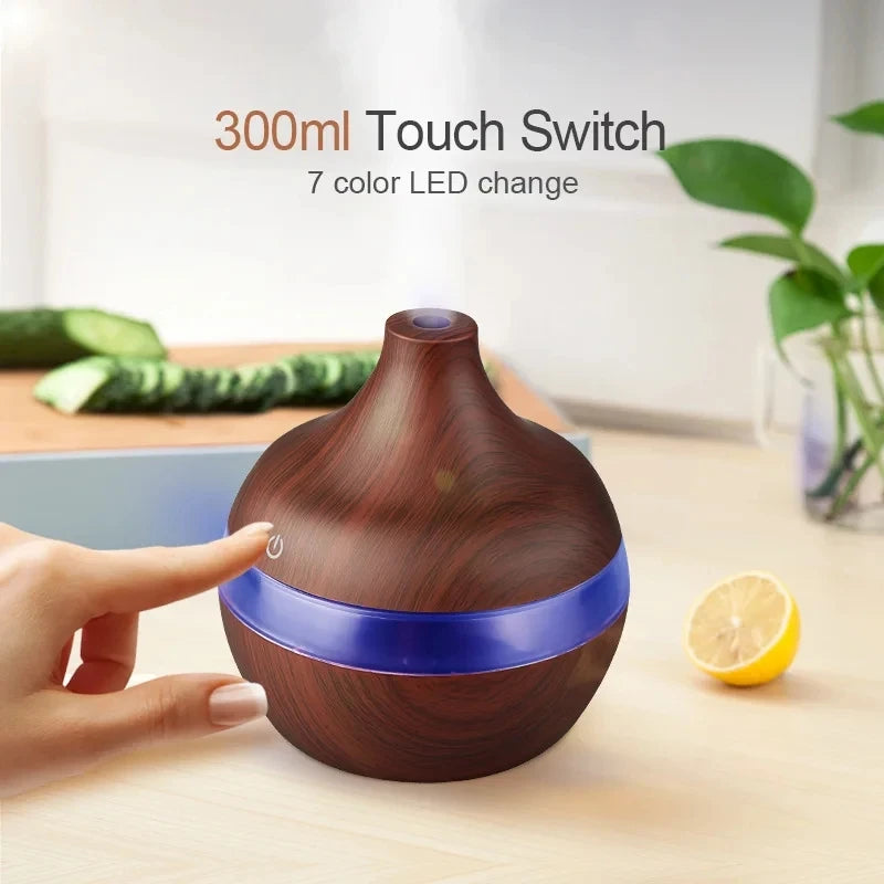 Wood‑Style Ultrasonic Aroma Diffuser & Humidifier
