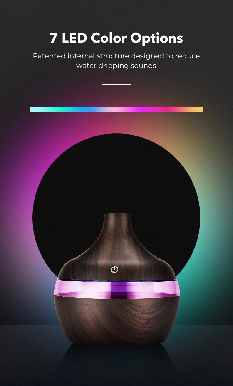 Wood‑Style Ultrasonic Aroma Diffuser & Humidifier